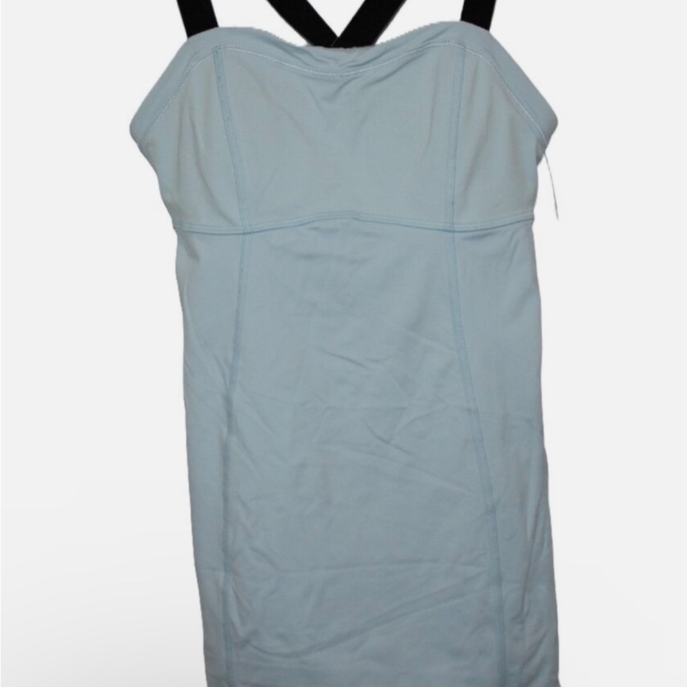 Lululemon Push Your Limits cross back light blue top